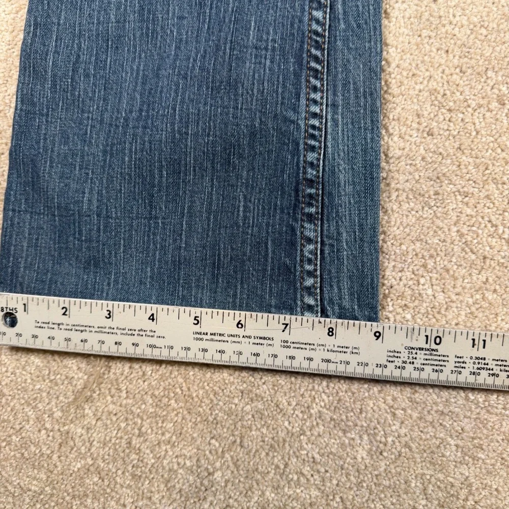 American Eagle Hipster Jeans Womens 2 Regular Blue Low Rise Bootcut Worn Hems - Picture 8 of 11